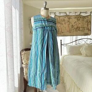 Striped Blue and Green Mini Dress